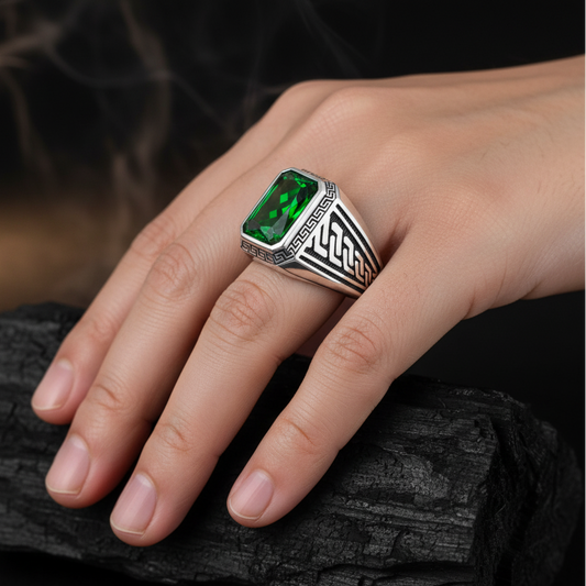 Ancient Greek Mythology - Emerald Men Ring