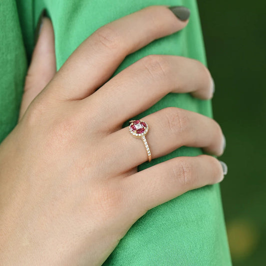 Ruby Flower Petals Ring